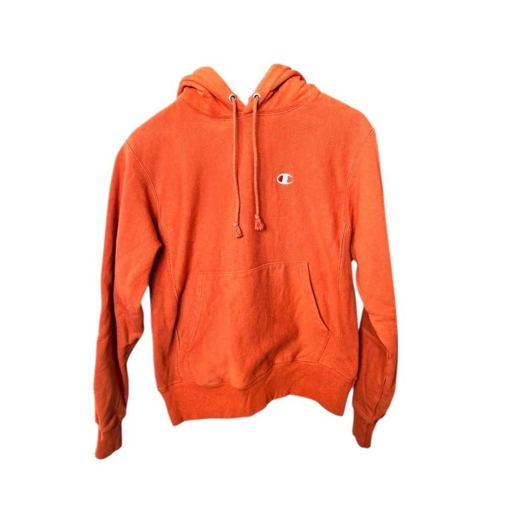 Champion Y2K Vintage Reverse Weave Hoodie Small Orange Streetwear